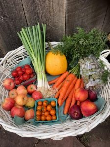 Basket of fruit and vegetables